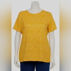 Plus Size Croft & Barrow Essential Crewneck Tee Yellow and White